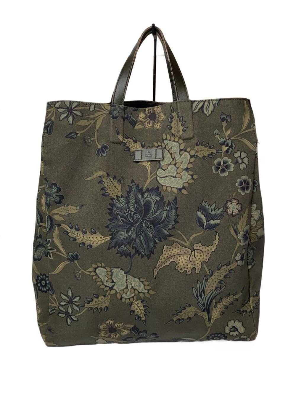 Gucci canvas floral print shopper tote bag olive green Flower